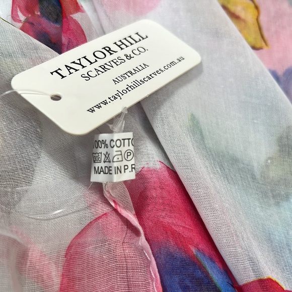 TAYLOR HILL SCARVES SPRING FLORAL COTTON SCARF - Picture 4 of 7